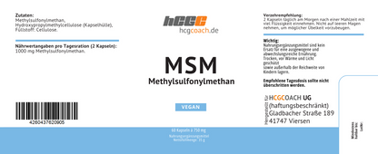 hCGC® MSM Kapseln (60 Stück á 645 mg)