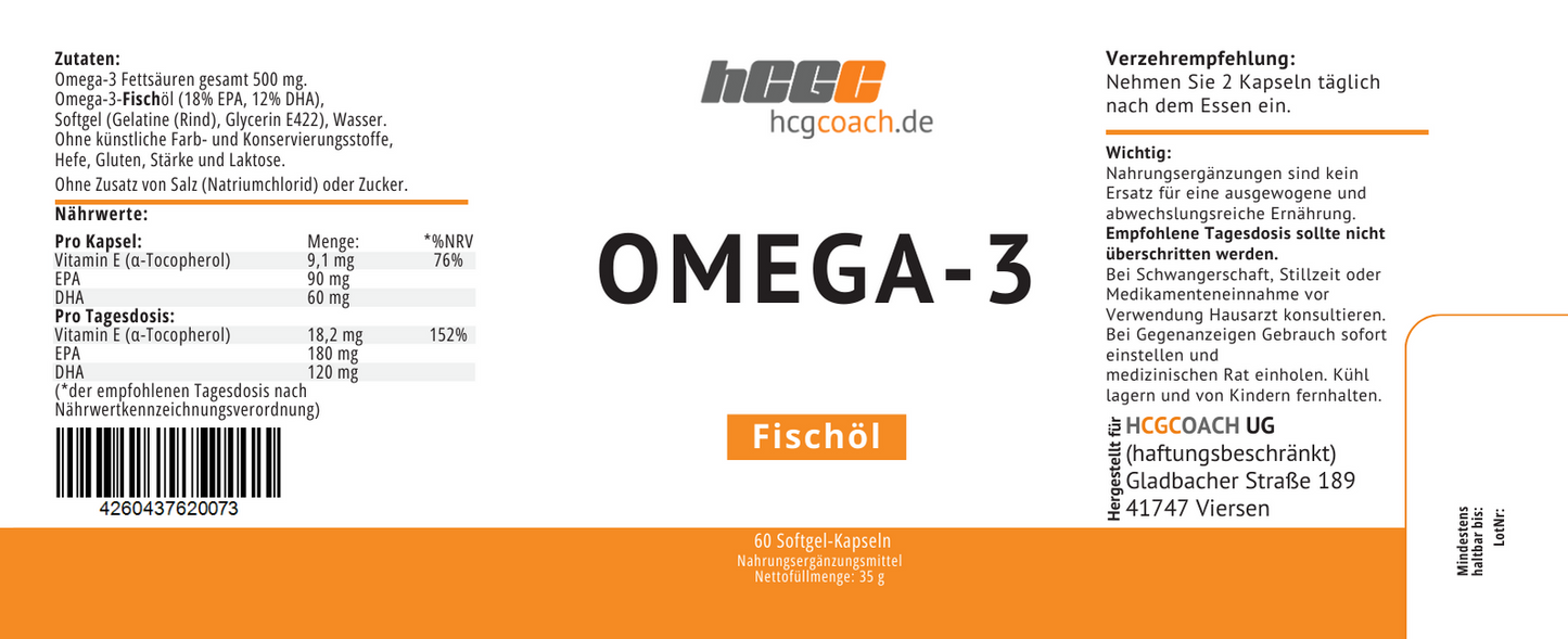 hCGC® Omega 3 Kapseln (60 Stück á 500 mg)