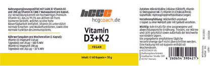 hCGC® Vitamin D3 / K2 - Dose mit 60 Kapseln à 5600IE, 500 mg