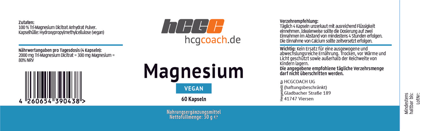 hCGC® Magnesium (120 Kapseln á 500 mg)